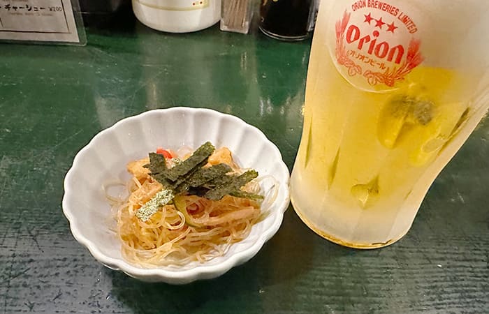 北谷町 沖縄料理 金波銀波 きんぱぎんぱ ビール オリオンビール 付きだし お通し