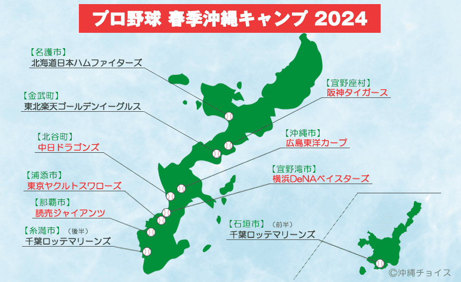 プロ野球 春季キャンプ 沖縄キャンプ 2024年 セ・リーグ