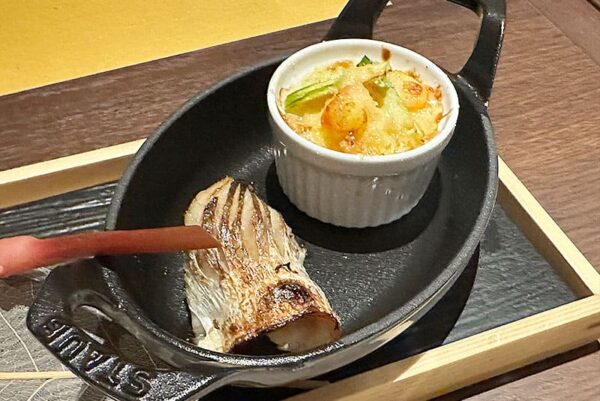 琉球ホテル＆リゾート 名城ビーチ レストラン ジャパニーズフュージョン かなざわ 焼八寸 焼き魚 海鮮味噌グラタン
