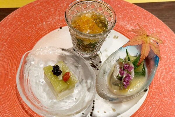 琉球ホテル＆リゾート 名城ビーチ レストラン ジャパニーズフュージョン かなざわ 箸染3種盛