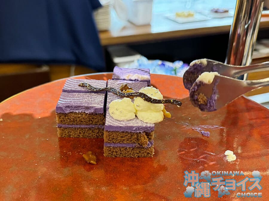 糸満市 サザンビーチホテル＆リゾート沖縄 夕食 デザート スイーツ 紫いもケーキ