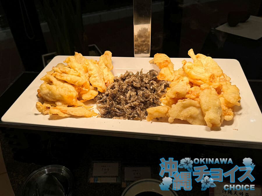 糸満市 サザンビーチホテル＆リゾート沖縄 夕食 沖縄料理 沖縄天ぷら さかな もずく イカ