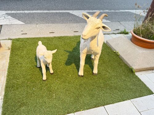 宮古島 平良 居酒屋めーめー ヤギ料理 外観 ヤギ 置き物