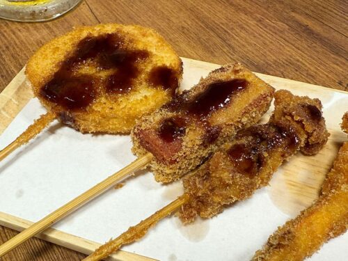 宮古島 平良 居酒屋めーめー 串カツ 豚 スパム 山芋 エビ