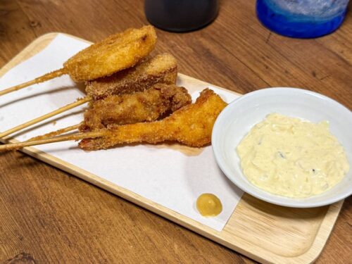 宮古島 平良 居酒屋めーめー 串カツ 豚 スパム 山芋 エビ