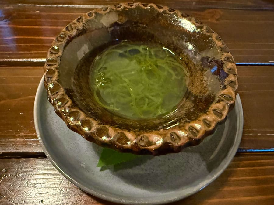 宮古島 フィッシュ タヴェルナ サンボ イタリア料理 アミューズ 魚のお出汁のスープ