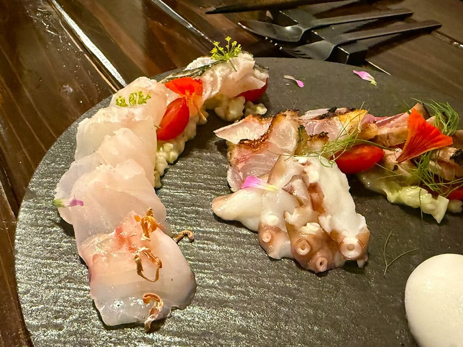 宮古島 フィッシュ タヴェルナ サンボ イタリア料理 カルパッチョおまかせ盛り合わせ