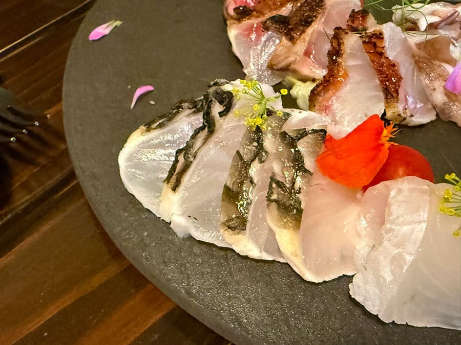宮古島 フィッシュ タヴェルナ サンボ イタリア料理 カルパッチョおまかせ盛り合わせ イラブチャー